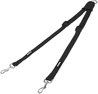 Adjustable Double Dog Lead Coupler No Tangle Nylon Twin 2 Pet Trainer Leash Splitter (S 13-19.7in, Red)