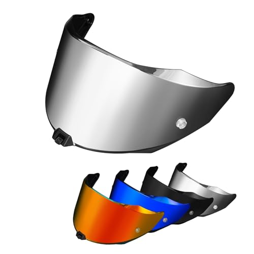 Image of PSLER Shatterproof Motorcycle Helmet Visor for KYT R2R,Silver | Impact-Resistant ,UV400 Protection, Motorcycle Tinted Face Shield for KYT R2R,Visor Replacement