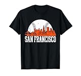 Vintage San Francisco Skyline Baseball Present Men Women T-Shirt