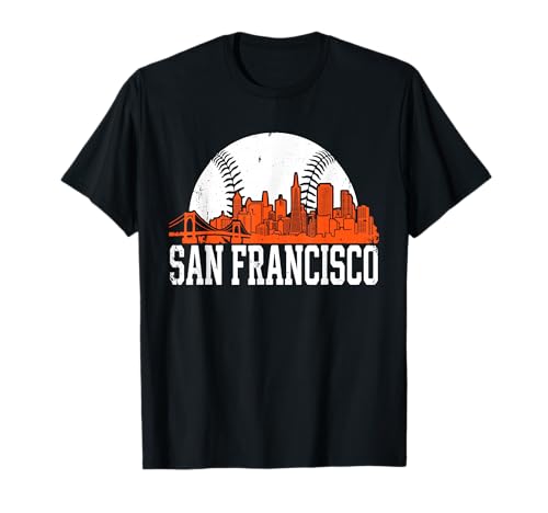 Vintage San Francisco Skyline Baseball Present Men Women T-Shirt