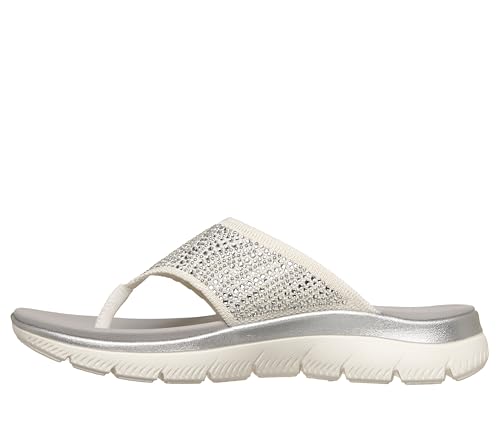 Skechers Skechers Women's SUMMITS SANDAL - UNMATCHED GLOW, Hooded Embellished Knit Thong With Yoga Foam Cushioning, White, 9M