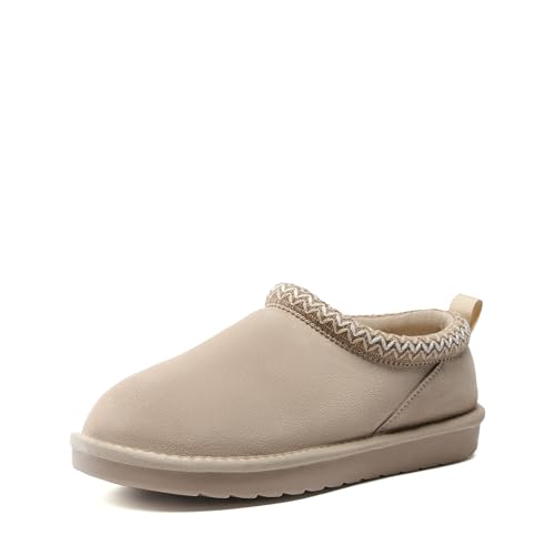 Women's Genuine Suede Fuzzy Slippers - image 1
