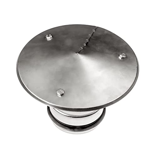 4 Inch Galvanized Steel Rain Cap - Round Roof Chimney Cap - Vent Roof Cover - Rubber Gasket For Best Fit - Moisture And Hot Air Exhaust - Metal Flue Cap #TOP4