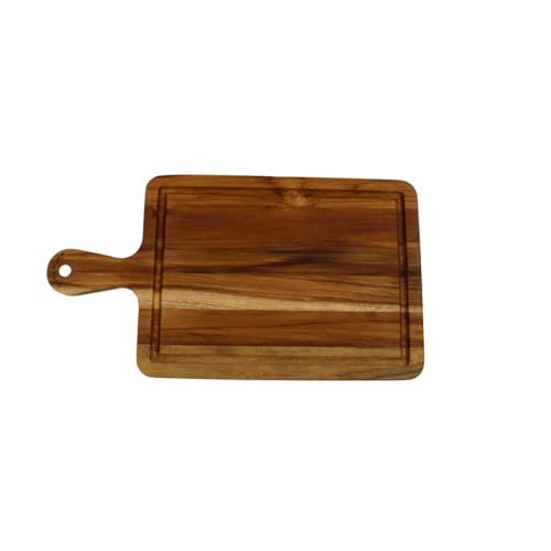 Tabla de cortar de madera de teca EcoDecors 39x21 cm con asa miniatura 1