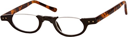 The Hunter Colorful Retro Half Under Frame Rimless Round Vintage Reading Glasses +1.75 Black and Tortoise (Carrying Case Included)