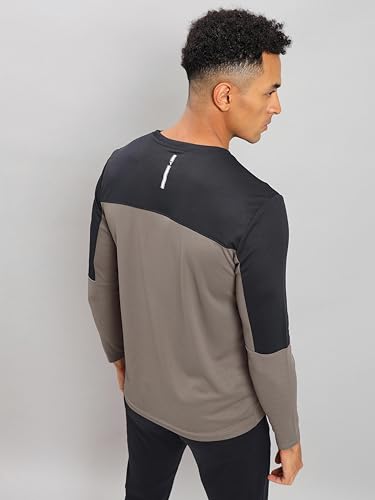 Image of TECHNOSPORT Men Colorblock Slim Fit Round Neck T-Shirt with TECHNOCOOL+ (Light Blue) Gym Tee Dry Fit T Shirt for Men Sports Top for Him