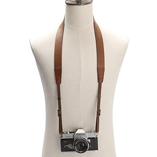 Canpis Oil Skin Brown Leather Camera Strap, Soft Adjustable Vintage Camera Strap, Comfortable Camera Neck Shoulder Strap For Women Men Mirrorless Dslr #TOP4