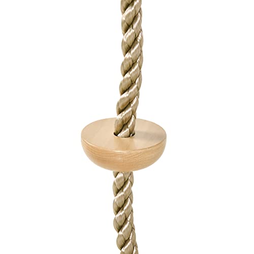 Foto von Outsunny 2 m Kinder Kletterseil Kletterschaukel Schaukel Kletterseil für Kinder Baumklettern aus Holz mit Trittflächen für 3-14 Jahre Outdoor