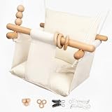 Tislly Baby Swing Outdoor Indoor Toddler Swing Seat with Safety Belt, Canvas Hanging Swings Outside Tree Swing Great Gift for Baby Boys Girls Kids Lovers