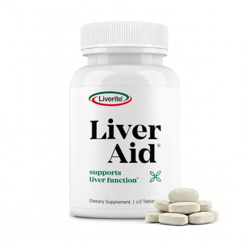 LIVERITE Liver Aid Dietary Supplement 60 Tablets -Liver Support Supplement with Amino Acids Choline Phospholipids Supports Healthy Liver Function Cleansing Energy Metabolism Digestion