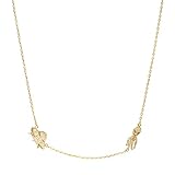 Spinningdaisy Handcrafted Brushed Metal Spaceship and Alien Necklace Gold