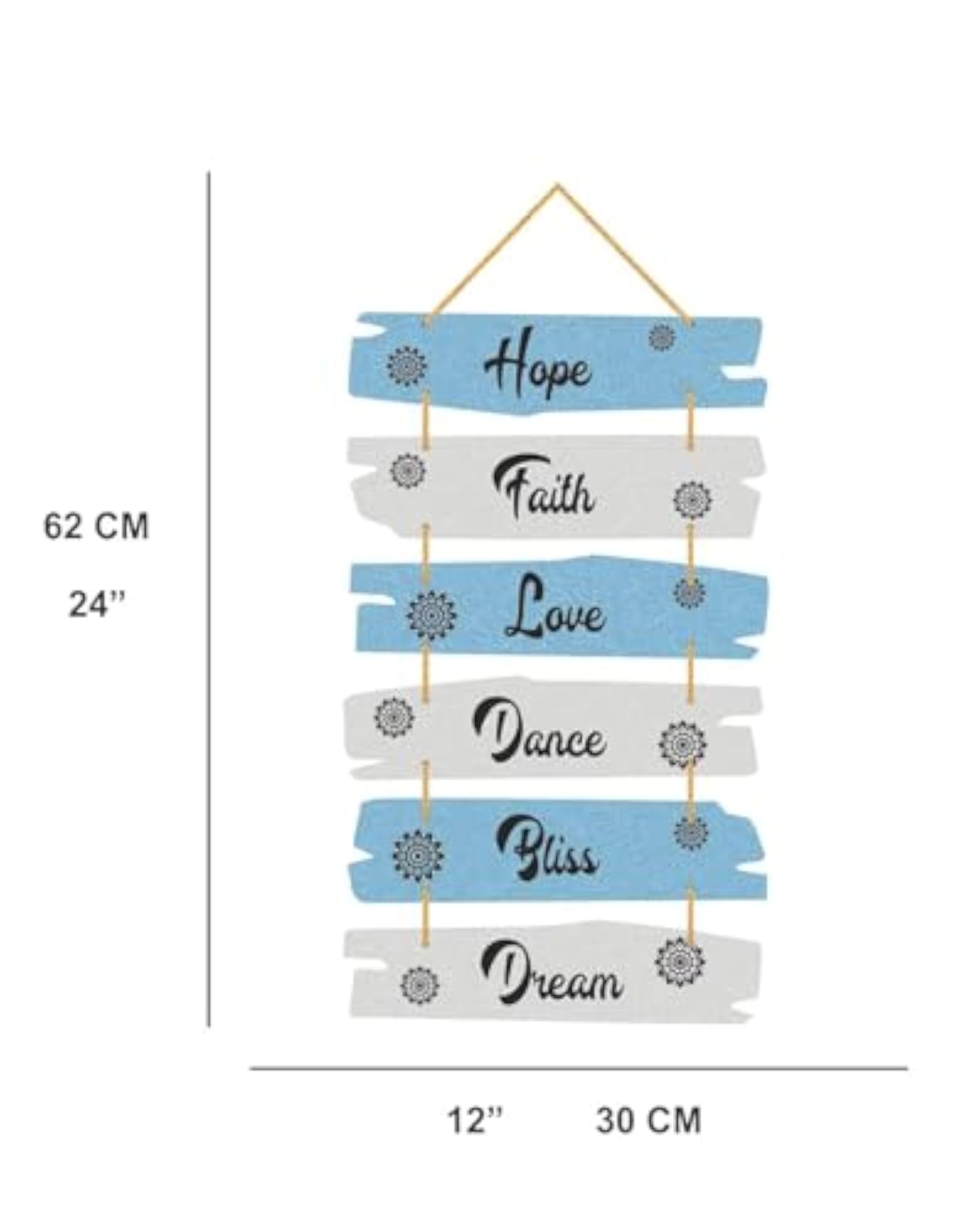 Wall Hanger for Home Decoration, Hope Faith Love Dance Blessed Dream