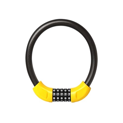 自転車用デジタルコンビネーションロック 60cm,Bike Lock Yellow Diameter 0.68 inch 5 Digit Resettable(50cm)