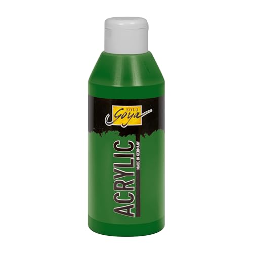 KREUL 84220 - Solo Goya Acrylic laubgrün, 250 ml Flasche, cremige vielseitig einsetzbare Acrylfarbe in Studienqualität, auf Wasserbasis, schnell und matt trocknend, gut deckend, wasserfest