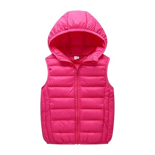 Image of Padded Gilet with Hood Kids Gilet Lightweight Sleeveless Vest Hooded Jacket Coat Children's Hooded Vest Sleeveless Quilted Gilets Unisex Girls Boys Vests for Autumn Winter (Red-2, 8-10 Years)