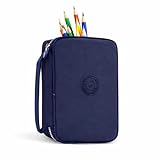 Estojo Box Organizador Escolar Com Divisórias Multifuncional 24 Elásticos Lápis Caneta 100 Pens Masculino Feminino Premium Azul