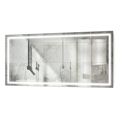 Krugg | Large 72 Inch X 36 Inch LED Bathroom Mirror | Lighted Vanity Mirror Includes Dimmer & Defogger | Wall Mount Vertical or Horizontal Installation