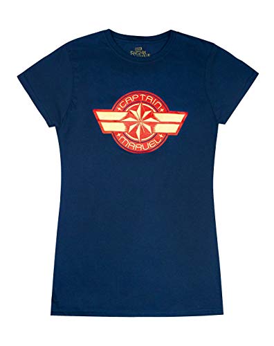 Image of Marvel Captain Marvel Logo Womens T-Shirt, Navy, XXL