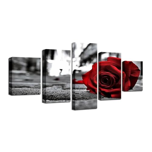 Affiches roses rouges pour masquer un mur vide avec un triptyque 5 pièces - 2