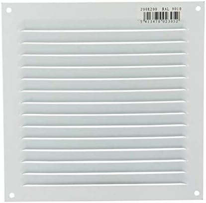 Renson 42002006 Rectangular Embossed Aluminium Grille, 200 x 200 mm, Standard White
