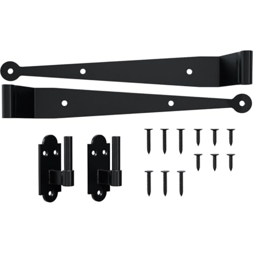 SteelTek 1 1/2" Offset 12"W Strap Hinge and 1 1/2" Offset Pintel Kit (2 Hinges / 2 Pintels), 304 Stainless Steel, Powder Coated Black by Ekena Millwork - Used condition - US$50.61