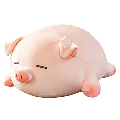 lannery Pig Stuffed Animal Hugging Pillow, Soft Fat Pig Plush Toy Gifts for Kids, Valentine, Christmas (Sleeping Eyes, 15.7')