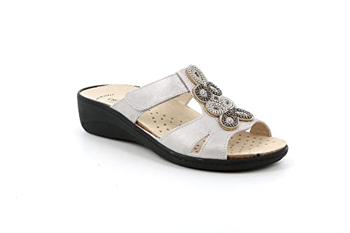 GRUNLAND ESTA 0824-68 ARGENTO CIABATTA DONNA VELCRO (numeric_40)