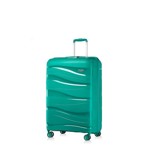 KONO Handgepäckkoffer 55cm Leicht Reisekoffer aus Polypropylen Hartschale Koffer mit 4 Rollen und TSA Schloss, 55x40x20cm (Grün)