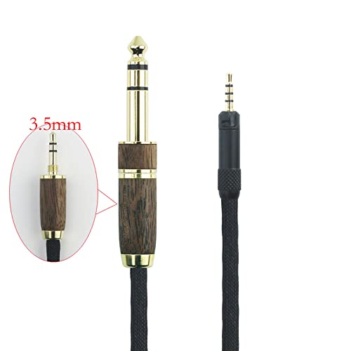 NewFantasia Replacement Audio Upgrade Cable 6N OCC Copper Single Crystal Silver Plated Cord Compatible with Sennheiser HD598 HD620S HD598SE HD560s HD598Cs Headphone Walnut Wood Shell 6.35mm Adapter by NewFantasia - Image 2