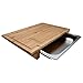 Produktbild FireRocket 43 x 28 x 7cm Bambus Schneidebrett Set Tranchierbrett Cutting Board mit integrierter Edelstahl Auffangschale Saftrille Antibakterielles Holzbrett