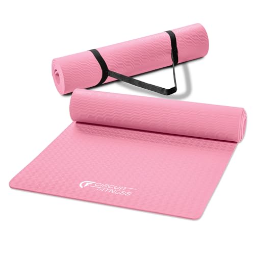 Circuit Fitness by Marcy Non-Slip Multi-Purpose Exercise Yoga Mats with Carrying Strap Multi-Thickness, Multi-Color Options