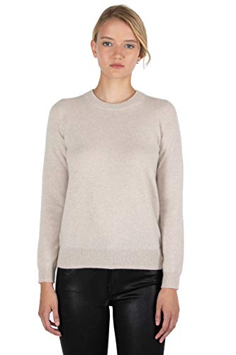Image of JENNIE LIU Women's 100% Pure Cashmere Crew Neck Sweater, Tight Knit Cozy Soft Hand Washable Long Sleeve Pullover