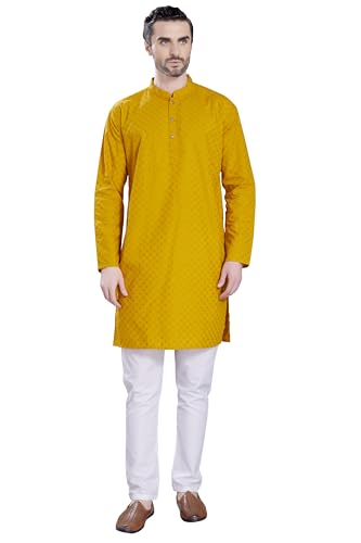 Image of DIVISIVE Men's Thread Embroidered Cotton Only Slim Fit Kurta