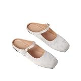 Generico Fibbia Regolabile Mary Jane Flats con Una Punta Quadrata Chiusa e Un Design Senza Schienale, con vetrini di Mulo Slip-on per Donne