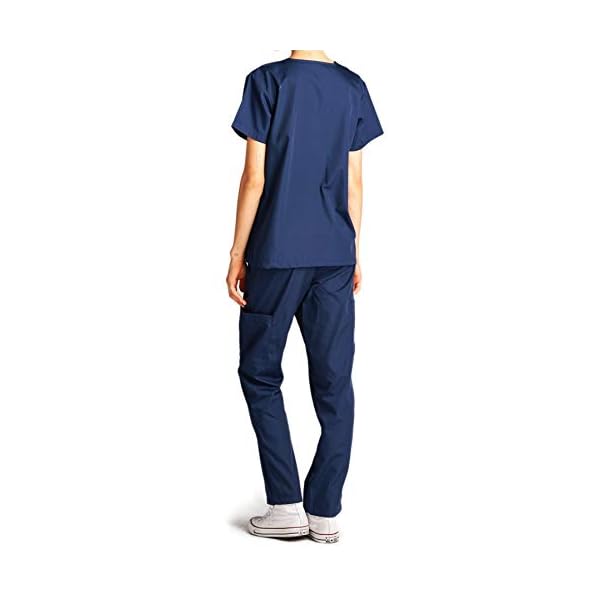 Dagacci-Scrubs-Medical-Uniform-Women-and-Man-Scrubs-Set-Medical-Scrubs-Top-and-Pants Dagacci Medical Uniform Womens and Mens Scrub Set Unisex Medical Scrub Shirt Top and Pant, Navy, Small, Short Sleeve