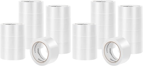 Amazon Basics Paketband, für Versand, Umzug und Lagerung, 12Stück, Transparent, 10,4 cm x 10,4 cm x 4,8 cm (Packung mit 2)