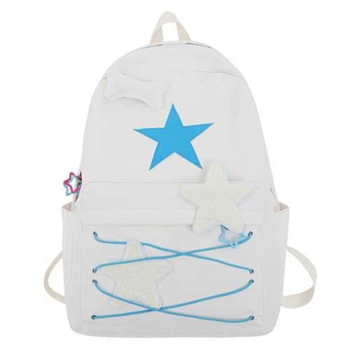 Y2K Backpack Star Backpack Preppy Backpack Cute Aesthetic Backpack Women College y2k Accessories (beige)