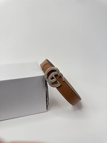 Girl's Stylish PU Leather Belt with Crystal-Studded Buckle3