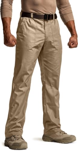 Image of CQR Men's Quick Dry Work Pants, Water Resistant Outdoor Tactical Pants, Lightweight Stretch Cargo Hiking Pants