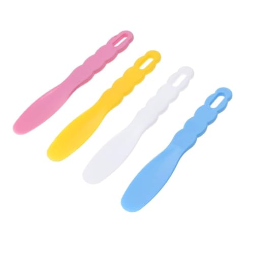 Juego de 4 Espátulas de Plástico para Laboratorio de Colores Varios - Resistente al Calor, Fácil de Limpiar, Empuñadura Ergonómica