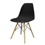 WEIMALL ダイニングチェア イームズチェア シェルチェア 木脚 Eames リプロダクト ダイニングチェア 韓国 勉強 会議椅子 椅子 北欧 おしゃれ カフェ風 1脚 ブラック FGA0100B