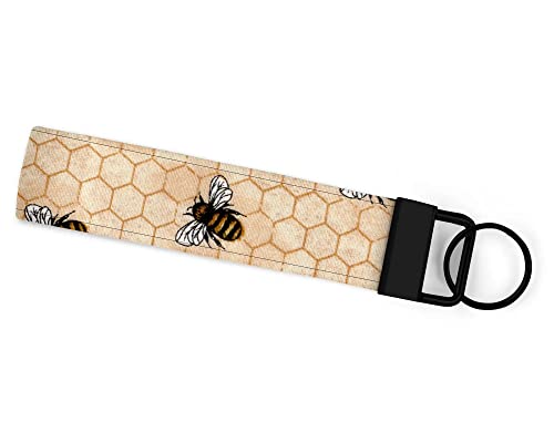 Queen Bee Honeycomb Handmade Keychain Wristlet