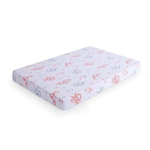 Image of Hush Hush Pack and Play Mattress Baby Pack n Play Mattress Fitted Memory Foam Playard Mattress Fits Most Pack N Play Playpens with Washable Cover, 38''x26''x3'' (Dinosaur) (HTWRUS38266W)