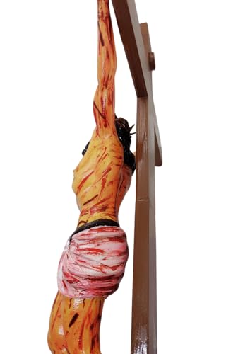 Crucifixo De Parede Super Realista Rico em Detalhes Cristo Chagado Artesanal 50 cm