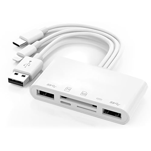 DAJING 5-in-1 Memory Card Reader - USB OTG Adapter and SD Card Reader, Compatible with SD/Micro SD/SDHC/SDCC/MMC, Fast Data Transfer, Wide Compatibility, Easy to Use