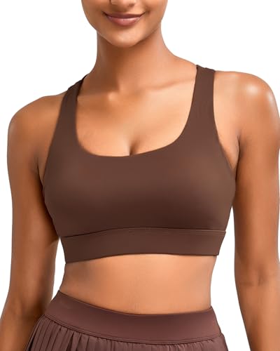 Image of RUNNING GIRL High Impact Sports Bras for Women - Scoop Neck Strappy Sports Bra High Support Moulded Cup Workout Bra