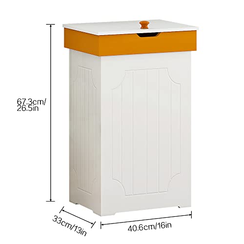 Jeroal Trash Can Garbage Bins Waste Container, 13 Gallons Recycling Dustbin Litter Bin Cabinet, Wooden Kitchen Wastebaskets Space Saver With Lid,White #TOP2