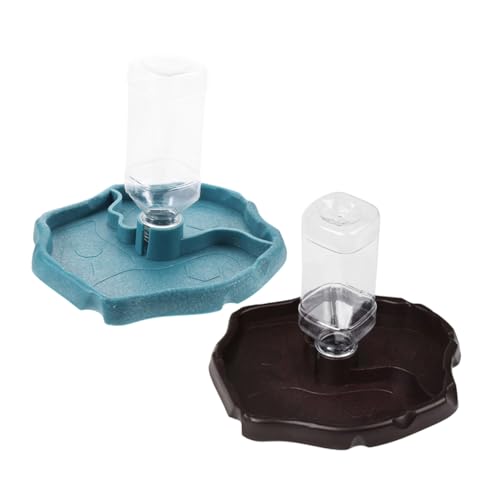 VILLFUL 2個爬虫類用自動給水器 耐久性プラスチック製 水と餌兼用ボウル カメ トカゲ スパイダー対応 給水洗浄簡単 メンテナンス便利
