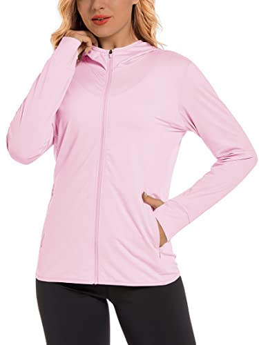 Tacvasen Spf Jackets For Women With Pockets Sun Protection Traveling Rash Guard Hoodie Shirts, Light Pink, S #TOP6
