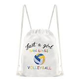Just a Girl Who Loves Volleyball Kordelzug Taschen Mädchen Volleyball Geschenke für Volleyball Spieler Liebhaber Rucksack Tasche Reisetasche, Volleyball-Tasche mit Kordelzug